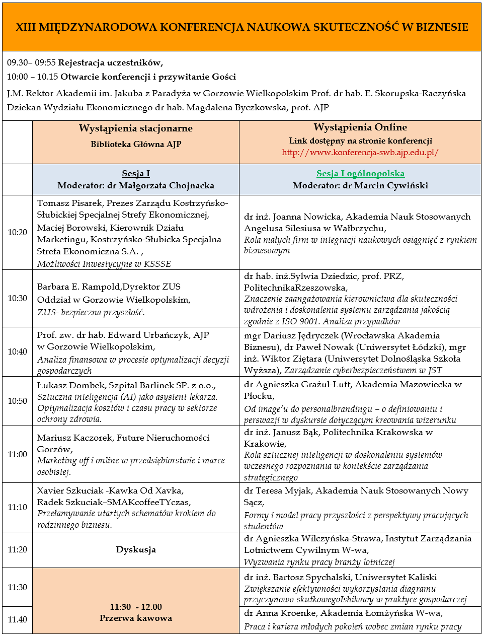 Skuteczność w biznesie 2024 - program konferencji